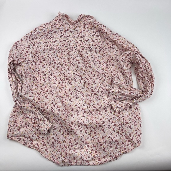 Merona Button Up Shirt Womens Juniors 3 Pink Floral - Picture 7 of 9